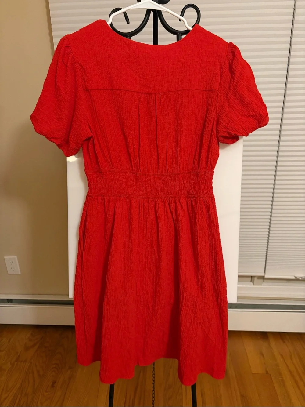 Monteau Red V-Neck Puff Sleeve Mini Dress - Picture 4 of 4